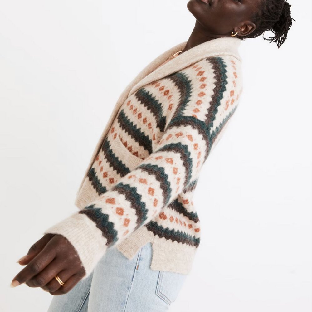 NWT Madewell Harland Fair Isle Cardigan Sweater in Sz X-Small - Picture 2 of 16